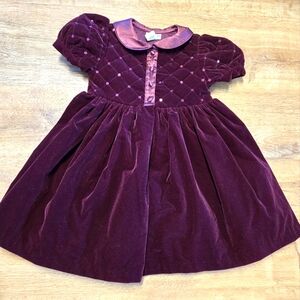 Vintage B.T. Kids Baby Togs 4t Velvet Burgundy Dress with Peter Pan Collar